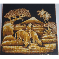 Batik scène op spierraam